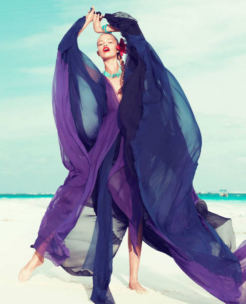 Hailey Clauson by Paola Kudacki for Harpers Bazaar US March 2012 2 spring 2012 flowy dresses